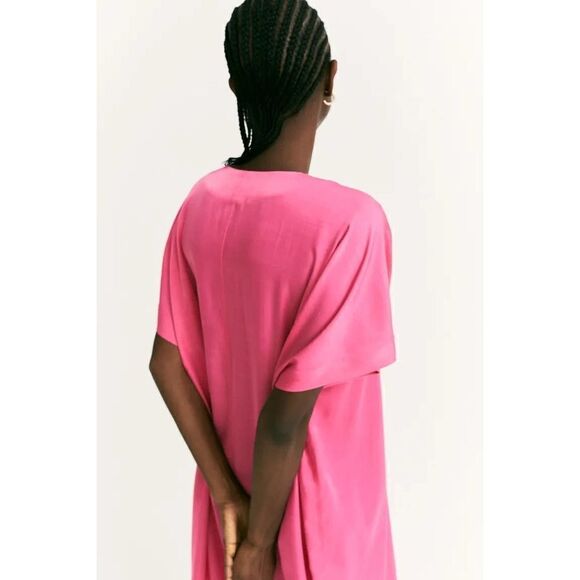 H&M Cerise Kaftan Dress Wide Cut New Barbiecore Barbie Core - Picture 4 of 6